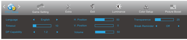 AOC - G2490VX - OSD Setting - OSD Setup OSD Setting - OSD Setup