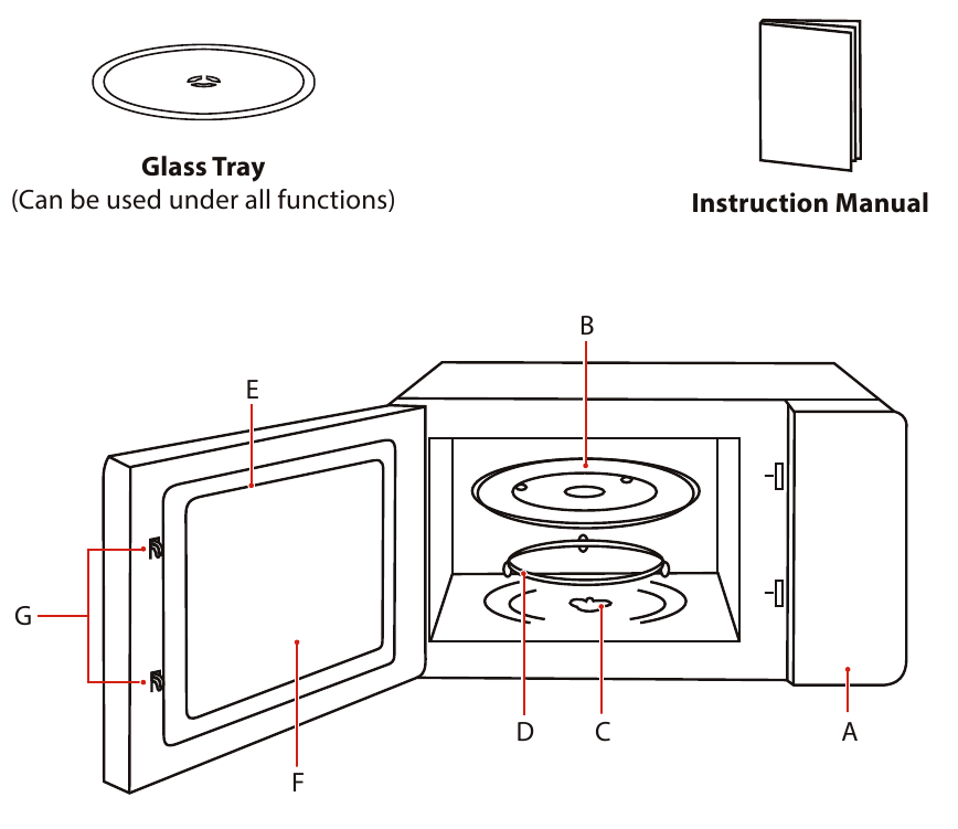 Toshiba - ML-EM45P(BS) - NAMES OF MICROWAVE OVEN PARTS AND ACCESSORIES NAMES OF MICROWAVE OVEN PARTS AND ACCESSORIES