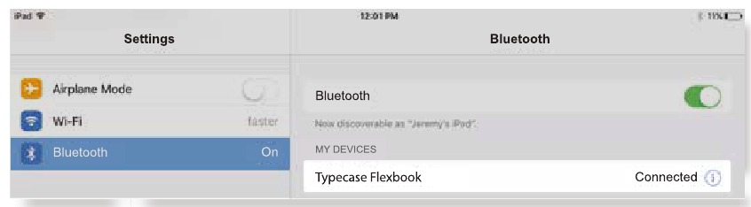 typecase - TOUCH - To Pair with Your iPad - Step 3 To Pair with Your iPad - Step 3