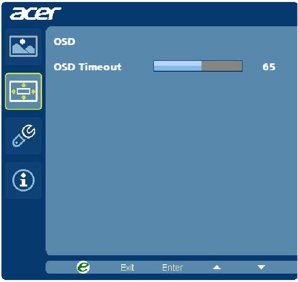 Acer - K202HQL - Adjusting the OSD position Adjusting the OSD position