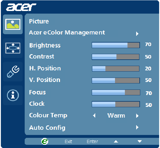 Acer - K202HQL - Adjusting the picture quality Adjusting the picture quality