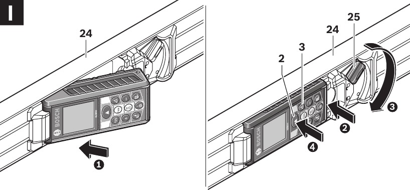 Bosch - GLM80 - Working with the digital level attachment - Step 1 Working with the digital level attachment - Step 1