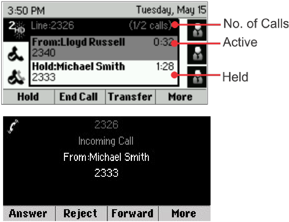 Polycom - VVX 300 - Views - Using Calls View Views - Using Calls View