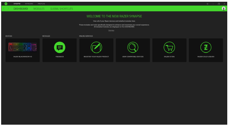 RAZER - BLACKWIDOW V3 - Dashboard Dashboard