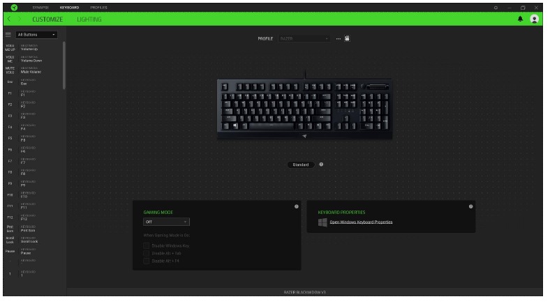 RAZER - BLACKWIDOW V3 - Sidebar Sidebar