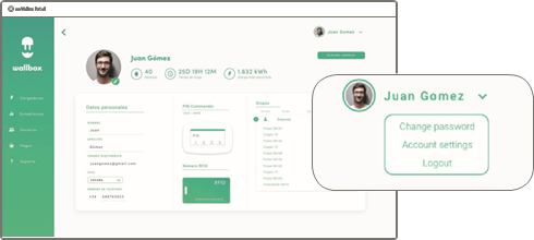 Wallbox - COMMANDER - User account menu - Step 1 User account menu - Step 1