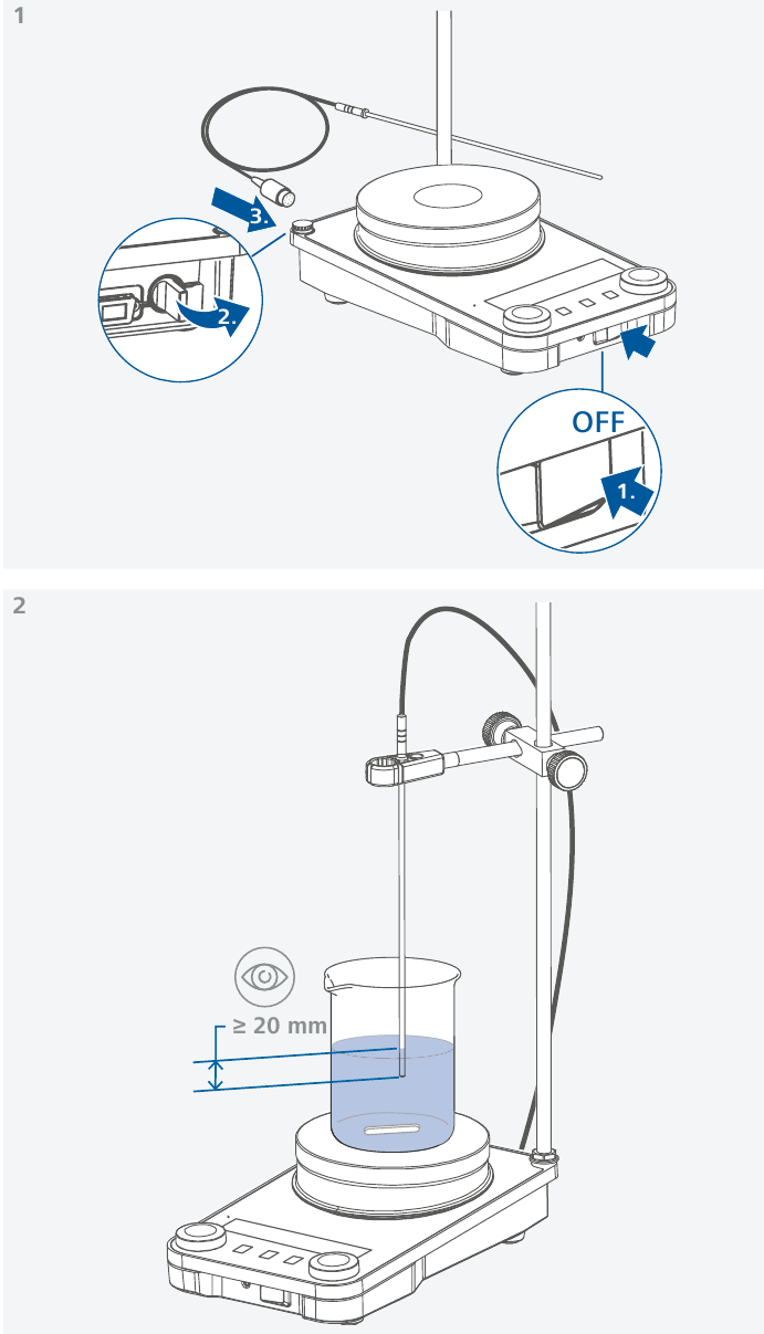 IKA - RCT digital - Connecting external temperature sensor/thermometer Connecting external temperature sensor/thermometer