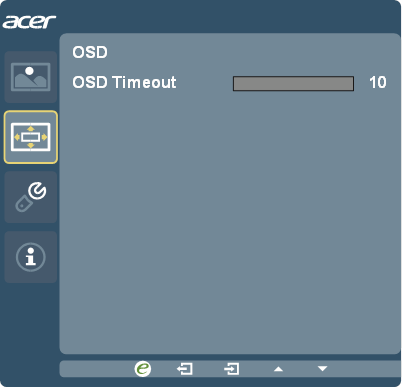 Acer - R240HY - OSD Menu OSD Menu