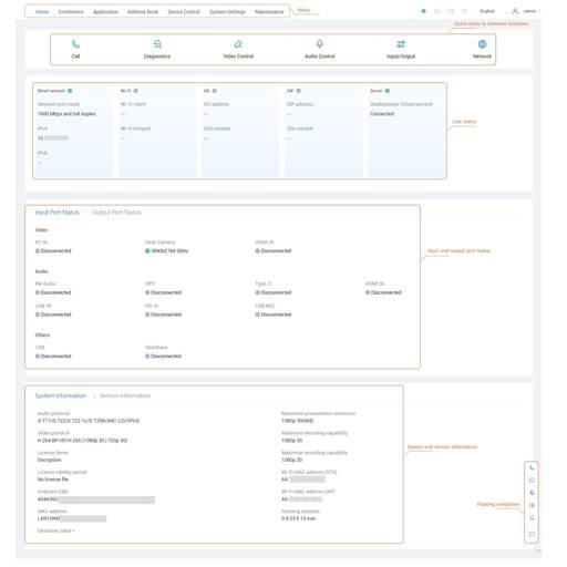 Huawei - IdeaHub S2 - Web interface example Web interface example