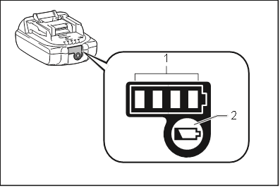 Makita - DHP482 - Indicating the remaining battery capacity Indicating the remaining battery capacity