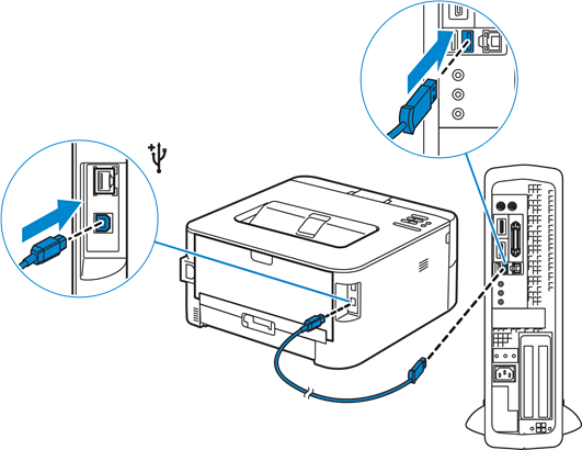 Dell - E310dw - For USB connection, connect the USB cable For USB connection, connect the USB cable