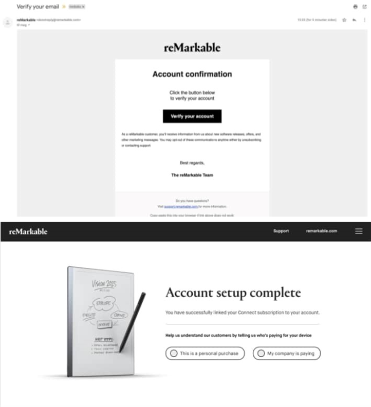 reMarkable - Paper Pro RM02A - Connect to your account - Step 3 Connect to your account - Step 3