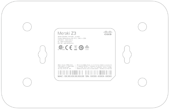 Cisco - Meraki Z3 - The Z3 Bottom Panel - Z3 The Z3 Bottom Panel - Z3