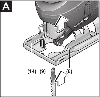 Bosch - PST 700 E - Inserting the blade - Step 1 Inserting the blade - Step 1