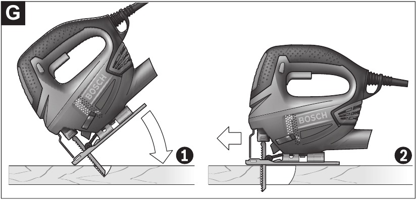 Bosch - PST 700 E - Operation - Plunge cutting Operation - Plunge cutting