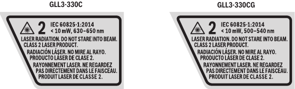 Bosch - GLL3-330C - Warning labels Warning labels