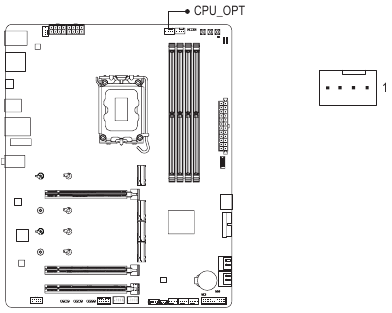 Gigabyte - Z890 GAMING X WIFI7 - CPU_OPT (CPU Fan/Water Cooling Pump Header) CPU_OPT (CPU Fan/Water Cooling Pump Header)