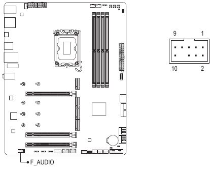 Gigabyte - Z890 GAMING X WIFI7 - F_AUDIO (Front Panel Audio Header) F_AUDIO (Front Panel Audio Header)