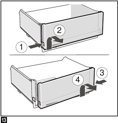 Bosch - 4 Series - Removing fascia from the vegetable drawer Removing fascia from the vegetable drawer