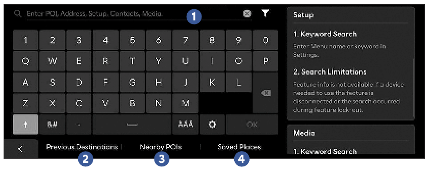 Hyundai - SANTA FE 2025 - Destination search screen Destination search screen