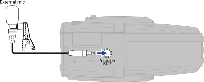 ZOOM - H2essential - Connecting mics that require plug-in power - Step 1 Connecting mics that require plug-in power - Step 1