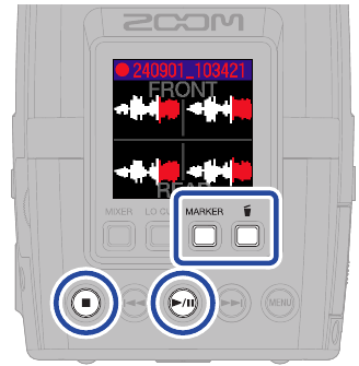 ZOOM - H2essential - Recording - Operations during recording Recording - Operations during recording
