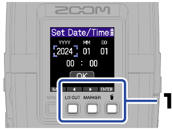 ZOOM - H2essential - Settings/first turned on - Date and time settings - Step 1 Settings/first turned on - Date and time settings - Step 1