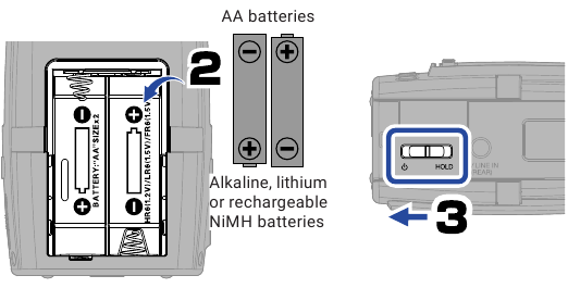 ZOOM - H2essential - Turning the power on - Step 1 Turning the power on - Step 1