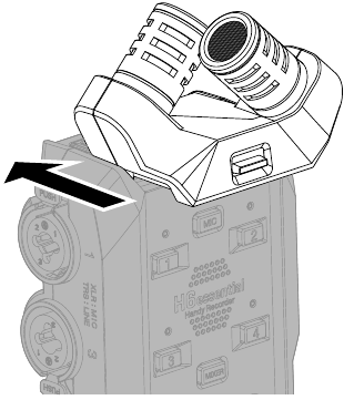 ZOOM - H6essential - Attaching the XY mic capsule (XYH-6e) Attaching the XY mic capsule (XYH-6e)