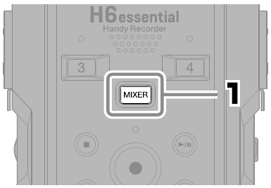 ZOOM - H6essential - Inputs 1–4 - Adjusting the monitoring mix - Step 1 Inputs 1–4 - Adjusting the monitoring mix - Step 1