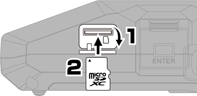 ZOOM - H6essential - Inserting microSD cards Inserting microSD cards