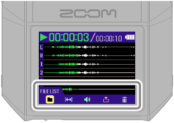 ZOOM - H6essential - Playing recordings - Using the Playback Screen Playing recordings - Using the Playback Screen