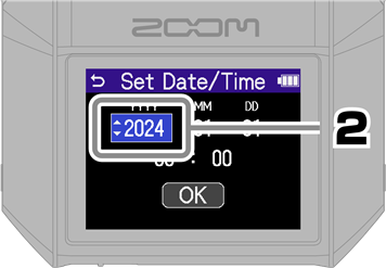 ZOOM - H6essential - Settings / first turned on - Date and time settings - Step 2 Settings / first turned on - Date and time settings - Step 2