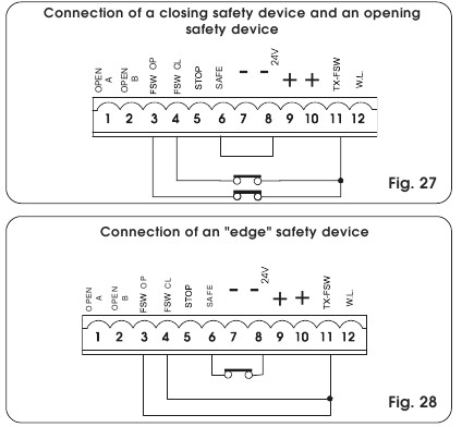 FAAC - 844 - Connection of photocells and safety devices - Example 4 Connection of photocells and safety devices - Example 4