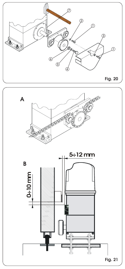 FAAC - 844 - INSTALLATION OF CHAIN PINIONS - MOD. 844 ER RF INSTALLATION OF CHAIN PINIONS - MOD. 844 ER RF