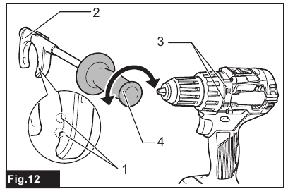 Makita - DDF484 - Installing side grip (auxiliary handle) Installing side grip (auxiliary handle)