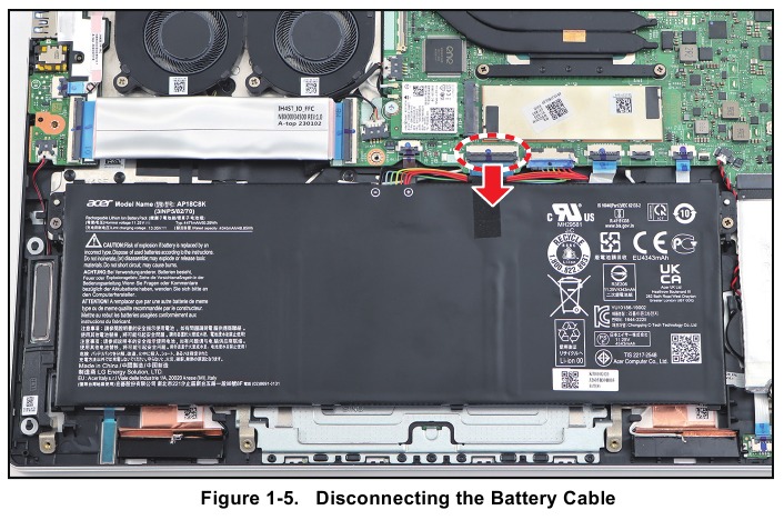 Acer - Swift Go 14 - Battery Removal - Step 2 Battery Removal - Step 2