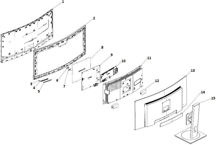 Philips - 345B1C - Exploded view diagram with list of items Exploded view diagram with list of items