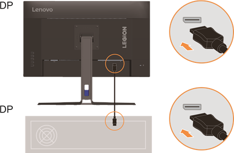 Lenovo - Legion R27qe - Connecting and turning on your monitor - Step 3 Connecting and turning on your monitor - Step 3