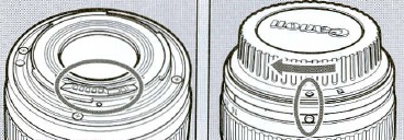Canon - ULTRASONIC EF LENS EF16-35mm f/2.8L II USM - Mounting and Detaching the Lens Mounting and Detaching the Lens