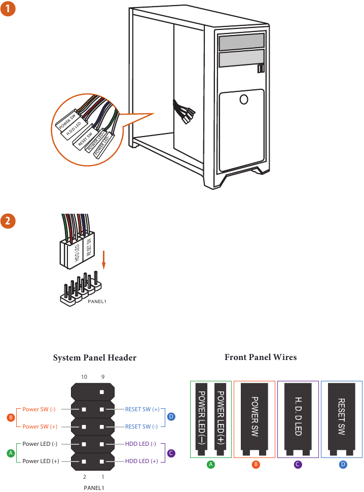 ASROCK - N100M - Connecting the Front Panel Header Connecting the Front Panel Header