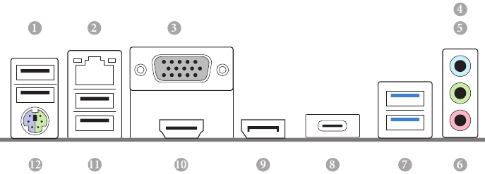 ASROCK - N100M - I/O Panel Overview I/O Panel Overview