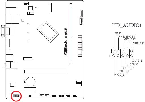 ASROCK - N100M - Installation - Step 13 - Front Panel Audio Header Installation - Step 13 - Front Panel Audio Header