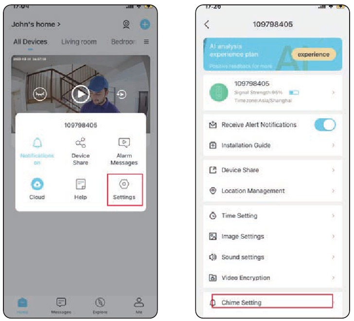 ieGeek - Bell J1 - Chime settings - Step 1 Chime settings - Step 1