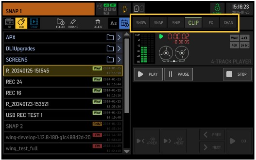 Behringer - WING RACK - Main Screens - LIBRARY Screen Main Screens - LIBRARY Screen