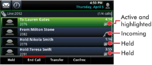 Polycom - VVX 501 - Calls View Calls View
