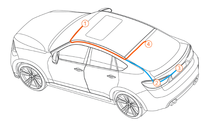 Wolfbox - G840H - Rear Camera Wiring Instructions - Step 1 Rear Camera Wiring Instructions - Step 1