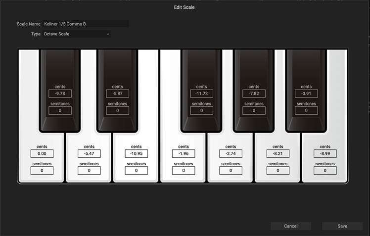KORG - modwave - Using the Librarian - Editing Scales - Editing Scales Using the Librarian - Editing Scales - Editing Scales