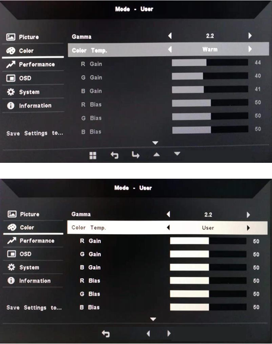 Acer - EK220Q Abi - Color adjustment Color adjustment