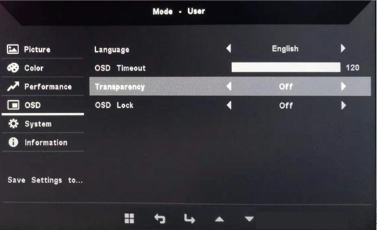 Acer - EK220Q Abi - OSD adjustment OSD adjustment